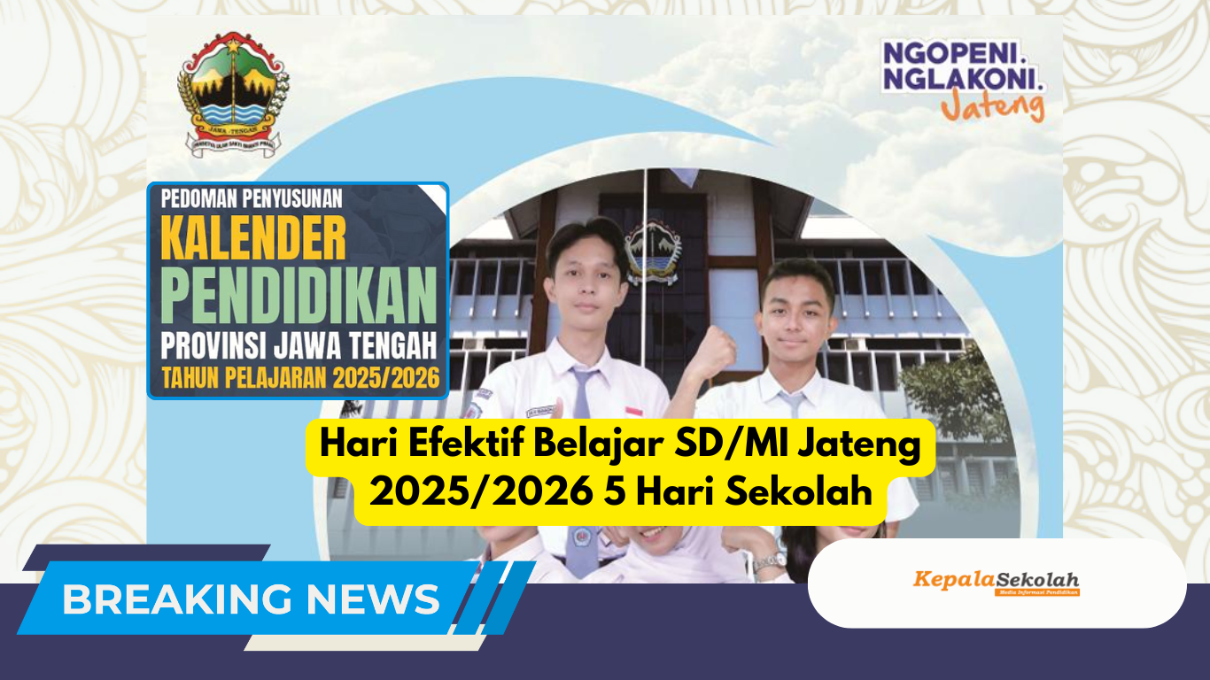 Hari Efektif Belajar SD/MI Jateng 2025/2026 5 Hari Sekolah