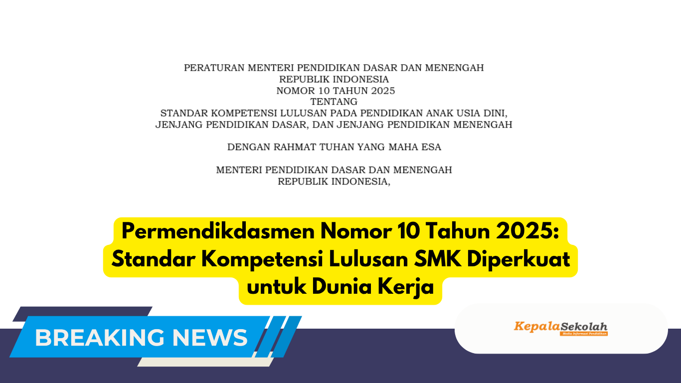 Permendikdasmen Nomor 10 Tahun 2025: Standar Kompetensi Lulusan SMK Diperkuat untuk Dunia Kerja
