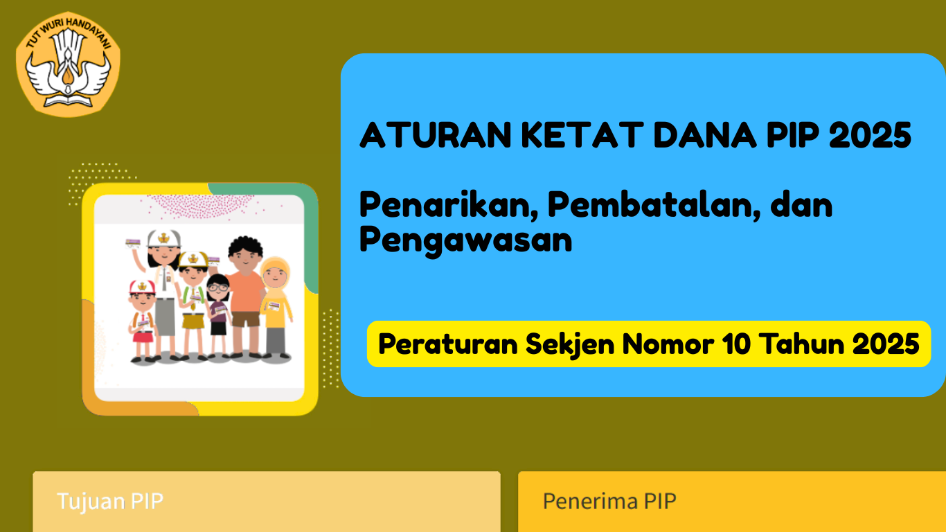 Pemerintah melalui Kementerian Pendidikan Dasar dan Menengah (Kemendikdasmen) terus berkomitmen untuk memastikan bantuan pendidikan, khususnya Program Indonesia Pintar (PIP), tersalurkan secara efektif dan akuntabel. Komitmen ini diperkuat dengan terbitnya Peraturan Sekretaris Jenderal Nomor 10 Tahun 2025 tentang Petunjuk Pelaksanaan Program Indonesia Pintar Pendidikan Dasar dan Pendidikan Menengah. Regulasi ini bukan hanya sekadar petunjuk administratif, melainkan sebuah kerangka kerja komprehensif yang mengatur setiap aspek krusial program, mulai dari penarikan dana, mekanisme pembatalan, hingga sistem sanksi yang ketat. Peraturan ini lahir dari kebutuhan akan transparansi dan pengawasan yang lebih baik, terutama dalam menghadapi tantangan di lapangan. Dengan aturan yang terperinci ini, diharapkan setiap rupiah dana bantuan dapat dimanfaatkan sepenuhnya untuk mendukung biaya personal pendidikan siswa, serta mencegah segala bentuk penyimpangan. Artikel ini akan mengupas tuntas setiap poin penting dalam peraturan tersebut, menjelaskan bagaimana sistem baru ini bekerja untuk melindungi hak-hak siswa dan menjamin integritas program PIP secara menyeluruh. I. Penarikan Dana PIP: Fleksibilitas dan Kemudahan Akses Setelah melalui proses penetapan dan aktivasi rekening yang ketat, tahap berikutnya yang paling dinanti oleh penerima adalah penarikan dana. Peraturan Sekjen Nomor 10 Tahun 2025 memberikan kejelasan dan fleksibilitas bagi siswa atau orang tua/wali dalam mengakses dana PIP. Menurut peraturan, penarikan dana PIP hanya dapat dilakukan setelah status rekening tabungan penerima PIP berstatus aktif dan dana telah tersedia dalam rekening. Ini berarti, semua tahapan administratif sebelumnya—mulai dari penetapan dalam SK Pemberian hingga proses transfer dana dari Puslapdik ke rekening siswa—sudah tuntas. Salah satu aspek yang sangat membantu adalah fleksibilitas dalam penarikan dana. Waktu dan besaran penarikan sepenuhnya disesuaikan dengan kebutuhan biaya personal pendidikan dan ditentukan sendiri oleh Penerima PIP atau orang tua/wali. Ini memberikan otonomi penuh kepada keluarga untuk mengelola dana sesuai prioritas mereka, baik itu untuk membeli buku, seragam, perlengkapan sekolah, atau biaya transportasi. Tidak ada paksaan untuk menarik seluruh dana sekaligus, sehingga siswa bisa mengambilnya secara bertahap sesuai kebutuhan. Prosedur penarikan dana juga dipermudah dengan penggunaan instrumen yang umum. Penarikan dapat dilakukan melalui: Buku Tabungan Kartu Debit Pilihan ini memastikan kemudahan akses, terutama di daerah yang memiliki keterbatasan akses ke mesin ATM. Jika buku tabungan dan/atau kartu debit hilang, rusak, atau tidak dapat digunakan, penerima PIP dapat segera mengurus perbaikan pada bank penyalur sesuai dengan prosedur yang berlaku. Aturan ini memberikan jaring pengaman agar siswa tidak kehilangan haknya untuk menarik dana hanya karena masalah teknis pada instrumen perbankan mereka. II. Pembatalan KIP: Mekanisme Pengawasan yang Dinamis Kartu Indonesia Pintar (KIP) adalah tanda pengenal bagi penerima manfaat program. Namun, dalam perjalanan implementasinya, tidak semua siswa yang terdata akan terus memenuhi kriteria sebagai penerima. Oleh karena itu, peraturan ini mengatur secara jelas kondisi-kondisi yang dapat menyebabkan pembatalan KIP. Pembatalan KIP ini adalah bagian penting dari mekanisme pengawasan untuk memastikan program tetap tepat sasaran. KIP dapat dibatalkan apabila seorang siswa penerima KIP: Tidak terdata sebagai Peserta Didik penerima pada SK Penerima KIP. Ini dapat terjadi jika ada kesalahan data atau perubahan status yang belum terperbarui. Meninggal dunia. Putus sekolah atau tidak melanjutkan pendidikan. PIP bertujuan mencegah putus sekolah, sehingga jika siswa sudah terlanjur putus sekolah, KIP-nya dapat dibatalkan. Tidak diketahui keberadaannya. Menolak menerima KIP. Tercatat sebagai data ganda Penerima KIP, yang sering kali menjadi masalah dalam sistem pendataan masif. Proses pembatalan KIP tidak bisa dilakukan sembarangan. Pembatalan ini dapat dilakukan berdasarkan hasil identifikasi oleh Puslapdik dan/atau berdasarkan usulan dari dinas pendidikan provinsi atau dinas pendidikan kabupaten/kota. Ini adalah kolaborasi yang memastikan validitas data sebelum keputusan pembatalan diambil. Dinas pendidikan yang mengusulkan pembatalan harus mengikuti mekanisme yang terstruktur: Menandai data siswa yang akan dibatalkan di aplikasi SIPINTAR pada menu pembatalan. Mengajukan permohonan pembatalan KIP melalui surat resmi yang ditandatangani dan distempel oleh kepala dinas. Mengunggah surat permohonan tersebut ke SIPINTAR. Pembatalan baru akan resmi setelah Puslapdik menerbitkan SK Pembatalan Penerima KIP. Dengan prosedur ini, setiap pembatalan memiliki dasar hukum dan data yang kuat, meminimalkan risiko pembatalan yang tidak adil. III. Pengembalian Dana PIP ke Kas Umum Negara: Akuntabilitas Mutlak Salah satu poin paling krusial dalam Peraturan Sekjen ini adalah mekanisme pengembalian dana PIP ke Kas Umum Negara. Aturan ini menegaskan bahwa dana PIP adalah dana publik yang harus dipertanggungjawabkan. Jika ada dana yang tidak layak disalurkan atau tidak dapat diakses oleh penerima, maka dana tersebut wajib dikembalikan. Pengembalian dana ini dilakukan oleh Puslapdik apabila: Peserta Didik tidak melakukan aktivasi rekening hingga batas akhir masa aktivasi. Dalam hal ini, dana yang sudah dialokasikan tidak bisa dicairkan dan harus dikembalikan ke negara. Peserta Didik yang masuk ke dalam SK Pembatalan KIP. Jika status penerima sudah dibatalkan, maka dana yang belum ditarik harus kembali ke kas negara. Peserta Didik yang sudah mengaktivasi rekening dan/atau melakukan penarikan dana, namun kemudian ditemukan masalah berdasarkan hasil identifikasi sekolah. Masalah tersebut bisa berupa: Siswa menolak menerima PIP. Siswa tidak diketahui keberadaannya, meninggal, putus sekolah, atau tidak melanjutkan pendidikan. Siswa bukan berasal dari keluarga miskin/rentan miskin. Poin ini sangat penting karena menunjukkan bahwa pengawasan tidak berhenti setelah dana cair. Ditemukan sebagai data duplikasi penerima PIP. Mekanisme pengembalian dana ini melibatkan peran aktif dari berbagai pihak: Orang tua/wali/penerima memberikan pernyataan tertulis perihal persetujuan pengembalian dana. Satuan Pendidikan menandai siswa di SIPINTAR dengan alasan pengembalian, mengajukan permohonan pengembalian dana melalui surat resmi, dan memastikan nominal dana yang akan dikembalikan masih tersedia di rekening siswa. Dinas Pendidikan Provinsi/Kabupaten/Kota memantau dan meneruskan usulan dari sekolah kepada Puslapdik melalui SIPINTAR. Puslapdik melakukan verifikasi dengan bank penyalur, memerintahkan pendebitan dana dari rekening siswa yang bermasalah, dan mengembalikan dana tersebut ke Kas Umum Negara. Sistem berlapis ini dirancang untuk mencegah salah sasaran dan memastikan bahwa dana bantuan hanya dinikmati oleh mereka yang benar-benar berhak. IV. Peran Wali dan Sistem Informasi SIPINTAR: Mengatasi Hambatan Lapangan Peraturan Sekjen ini juga menunjukkan perhatian terhadap kondisi-kondisi khusus di lapangan. Menyadari bahwa orang tua/wali mungkin berhalangan, peraturan ini mendefinisikan siapa yang dapat bertindak sebagai wali dalam pelaksanaan PIP. Selain anggota keluarga dalam satu KK, kerabat atau saudara yang tidak tinggal serumah, pengelola panti asuhan, pondok pesantren, atau sekolah berasrama juga dapat menjadi wali, asalkan dibuktikan dengan surat keterangan dari aparat pemerintah setempat. Ketentuan ini menjamin bahwa anak-anak yang tidak memiliki orang tua yang mendampingi tetap dapat mengakses hak mereka. Di balik semua mekanisme yang rumit ini, ada satu pilar teknologi yang sangat vital: Sistem Informasi PIP (SIPINTAR). Aplikasi ini adalah jantung dari program PIP, yang memuat informasi tentang SK Pemberian, SK Nominasi, dan KIP Digital. SIPINTAR dapat diakses oleh: Dinas Pendidikan dengan login khusus dari Puslapdik. Satuan Pendidikan menggunakan login SSO Dapodik. Peserta Didik, orang tua/wali, dan masyarakat umum untuk mencari informasi status penerima PIP. Keterbukaan akses ini memungkinkan partisipasi publik dan pengawasan sosial yang lebih luas, menjamin bahwa program ini tidak hanya transparan secara internal, tetapi juga dapat diawasi oleh masyarakat. V. Larangan dan Sanksi: Membangun Integritas Program Untuk memastikan semua peraturan dipatuhi, regulasi ini juga mencantumkan daftar larangan dan sanksi bagi para pengelola PIP dan pemangku kepentingan. Poin ini adalah bagian paling penting dalam menegakkan integritas program. Larangan dalam pelaksanaan PIP Dikdasmen mencakup: Mempengaruhi atau memanipulasi data kemiskinan. Melakukan pemotongan, pungutan, dan/atau mengambil dana PIP. Menyimpan atau mengambil buku tabungan/kartu debit penerima tanpa persetujuan. Melakukan tindakan lain yang merugikan penerima PIP atau negara. Pelanggaran terhadap larangan-larangan ini akan dikenakan sanksi yang tegas. Sanksi untuk Satuan Pendidikan: Jika pengelola di sekolah terbukti melanggar, sanksi dapat berupa pengurangan Dana Bantuan Operasional Sekolah (BOS), rekomendasi penghentian penyaluran dana BOS, atau tidak diberikan bantuan pemerintah lainnya. Sanksi untuk Pemerintah Daerah dan Pemangku Kepentingan: Kuota penerima PIP yang diberikan pada tahun berikutnya dapat dikurangi hingga paling banyak 80%. Sanksi untuk Bank Penyalur: Dikenakan sanksi sesuai dengan perjanjian kerja sama dan peraturan perundang-undangan. Sanksi-sanksi ini menunjukkan bahwa pemerintah tidak main-main dalam menjaga keberlangsungan dan kepercayaan publik terhadap program PIP. Setiap pihak yang terlibat memiliki tanggung jawab hukum dan moral untuk menjalankan tugasnya sesuai ketentuan. Kesimpulan: Masa Depan PIP yang Lebih Transparan dan Akuntabel Peraturan Sekretaris Jenderal Kemendikdasmen Nomor 10 Tahun 2025 adalah langkah progresif yang memperkuat fondasi Program Indonesia Pintar. Dengan aturan yang sangat terperinci mengenai penarikan dana, pembatalan KIP, pengembalian dana ke kas negara, peran wali, dan sistem sanksi, pemerintah menciptakan ekosistem yang lebih transparan dan akuntabel. Regulasi ini menunjukkan komitmen untuk mengatasi masalah-masalah klasik seperti salah sasaran, penyelewengan dana, dan birokrasi yang rumit. Dengan SIPINTAR sebagai platform sentral, serta keterlibatan aktif dari berbagai pihak dari sekolah hingga dinas pendidikan, program ini diharapkan bisa semakin efektif menjangkau anak-anak Indonesia dari keluarga miskin dan rentan miskin. Keberhasilan program ini kini tidak hanya bergantung pada ketersediaan dana, tetapi juga pada kepatuhan semua pihak terhadap aturan yang telah ditetapkan. Oleh karena itu, pemahaman yang menyeluruh tentang peraturan ini sangat penting bagi setiap pemangku kepentingan, mulai dari pemerintah, sekolah, hingga siswa dan orang tua/wali, untuk memastikan bahwa PIP benar-benar menjadi jembatan bagi setiap anak bangsa menuju masa depan pendidikan yang lebih cerah.