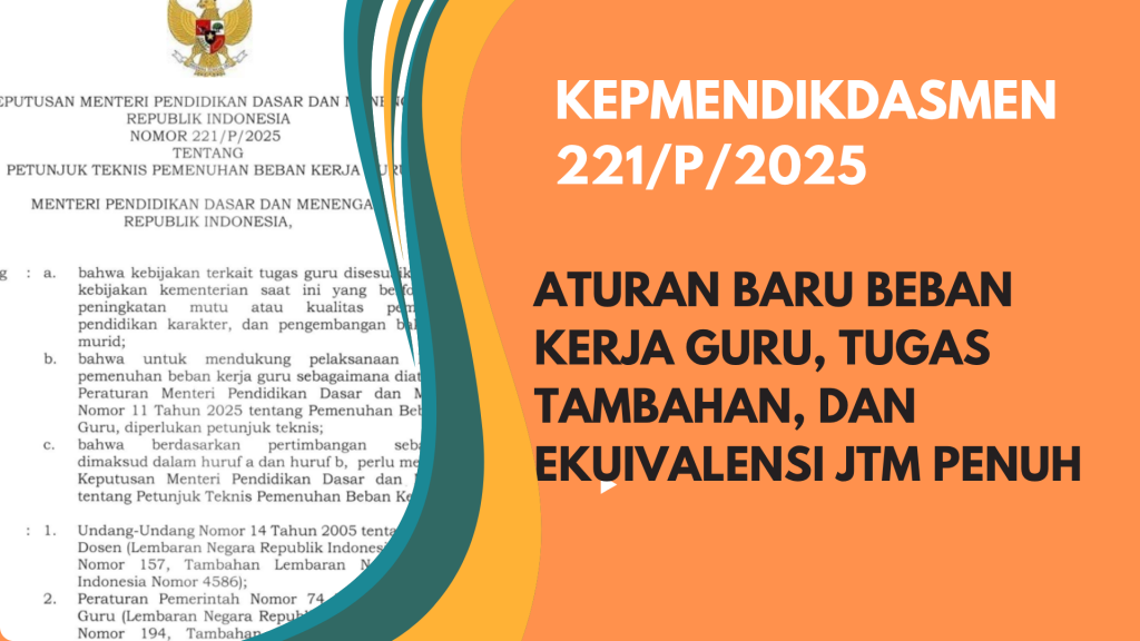 Aturan Baru Beban Kerja Guru, Tugas Tambahan, dan Ekuivalensi JTM Penuh Kepmendikdasmen 221P2025