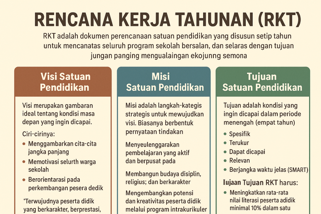 Rencana Kerja Tahunan (RKT) Berisi Visi, Misi, dan Tujuan Satuan Pendidikan
