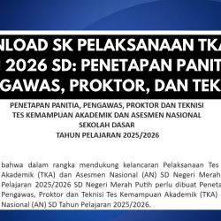 Download SK Pelaksanaan TKA dan AN 2026 SD Penetapan Panitia, Pengawas, Proktor, dan Teknisi
