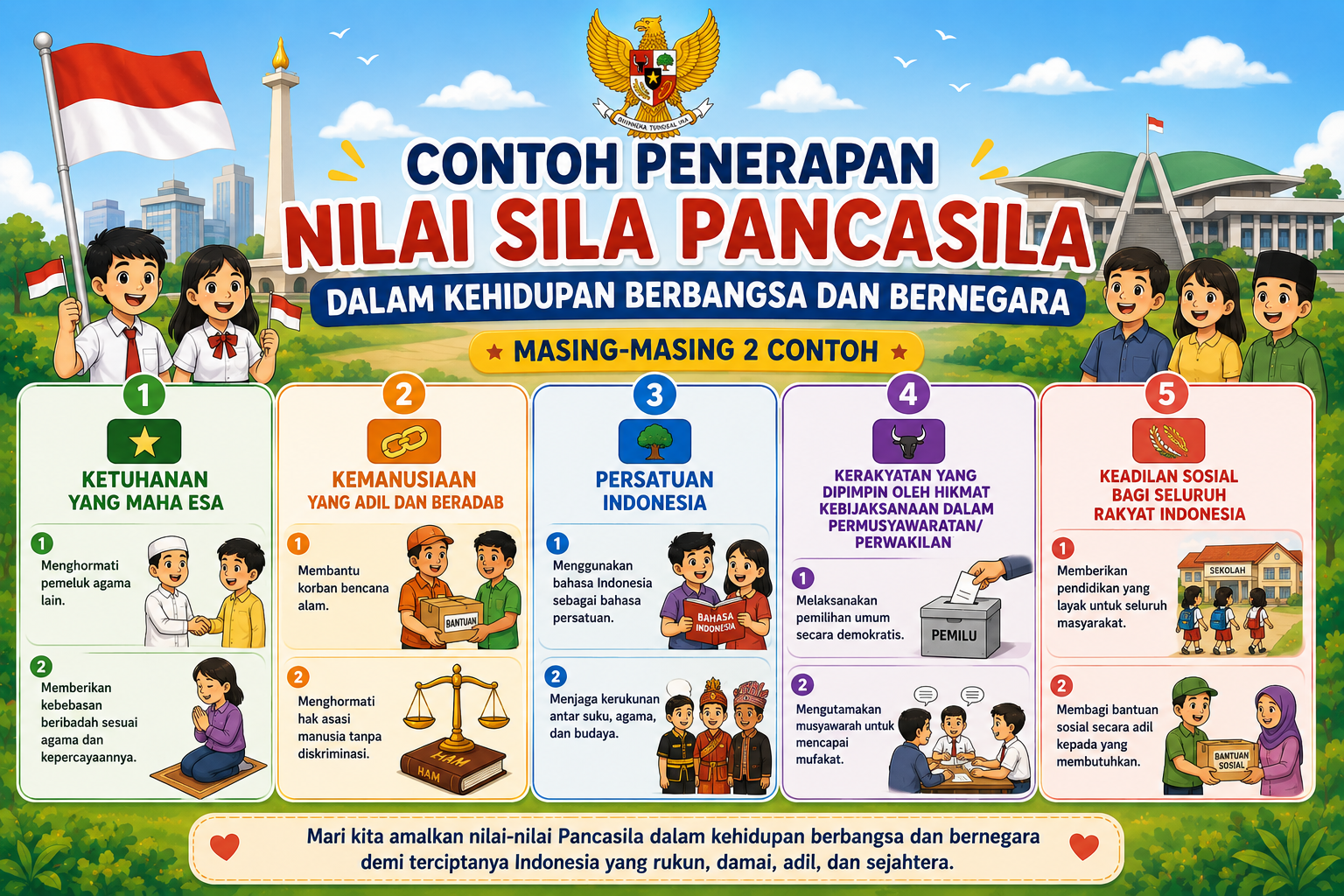 Contoh Penerapan Nilai Sila Pancasila dalam Kehidupan Berbangsa dan Bernegara: Jawaban Lengkap Kelas 7