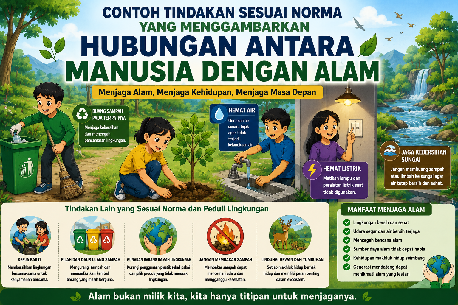 Contoh Tindakan Sesuai Norma yang Menggambarkan Hubungan antara Manusia dengan Alam